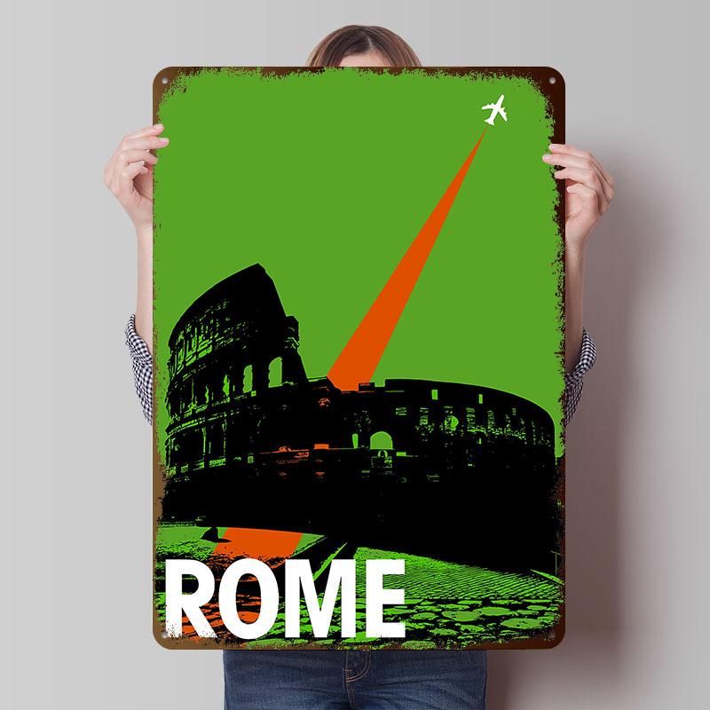 Retro Gaming At - Roma viagem cartaz de metal personalizado