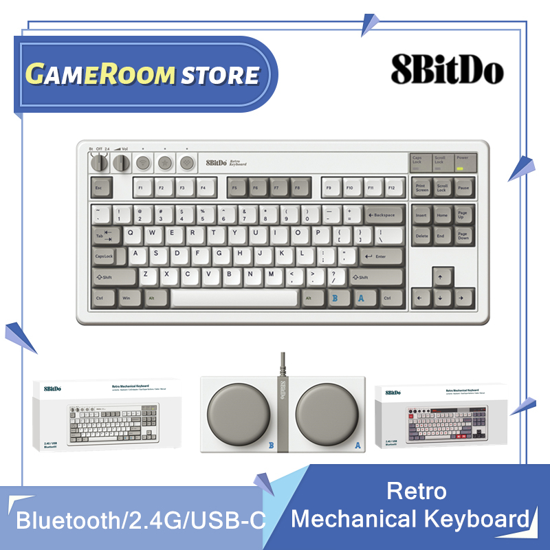 Retro Gaming Setup - Teclado mecânico retrô 8Bitdo, teclado para