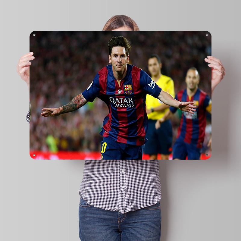 Retro Gaming At - Pôster de Futebol Lionel Messi Personalizado,