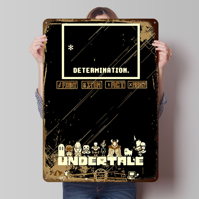 Retro Gaming At - Pôster Metálico Undertale, Arte de Parede