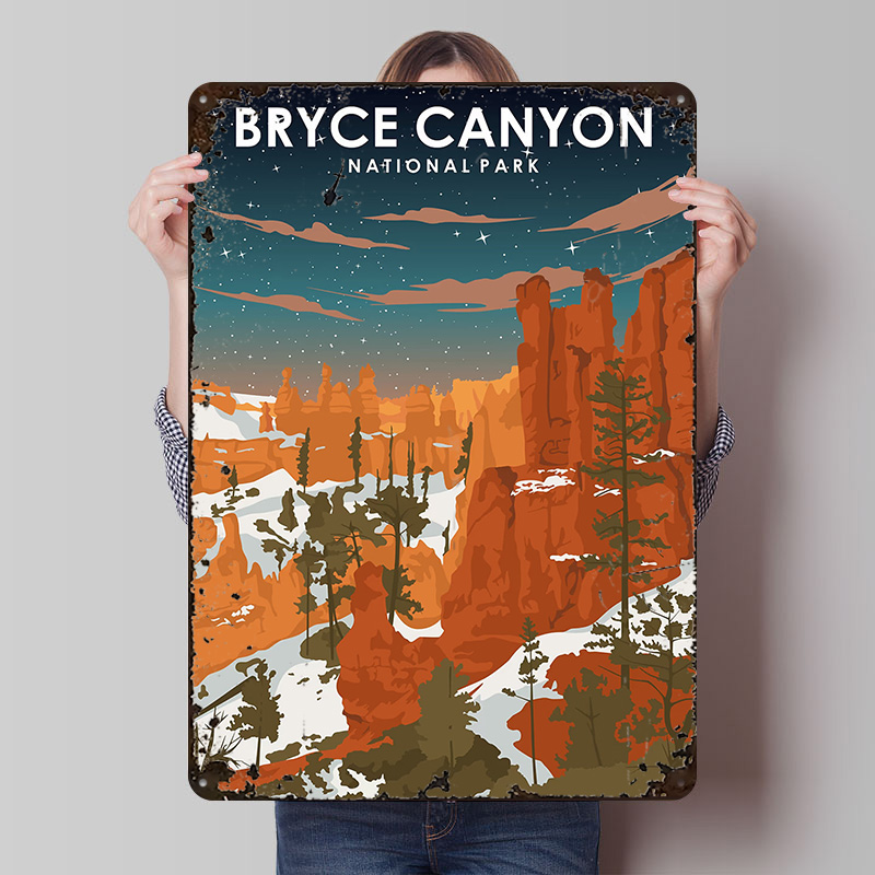 Retro Gaming At - Pôster impresso Bryce Canyon à noite,